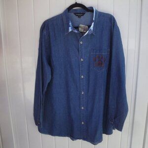 NEW Animal Rescue Men's Shirt Size 2X Dark Denim Long Sleeve Embroidered pocket